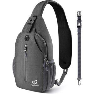 Men Grey 1 Crossbody Sling Backpack Sling Bag Travel Hiking Chest Daypack